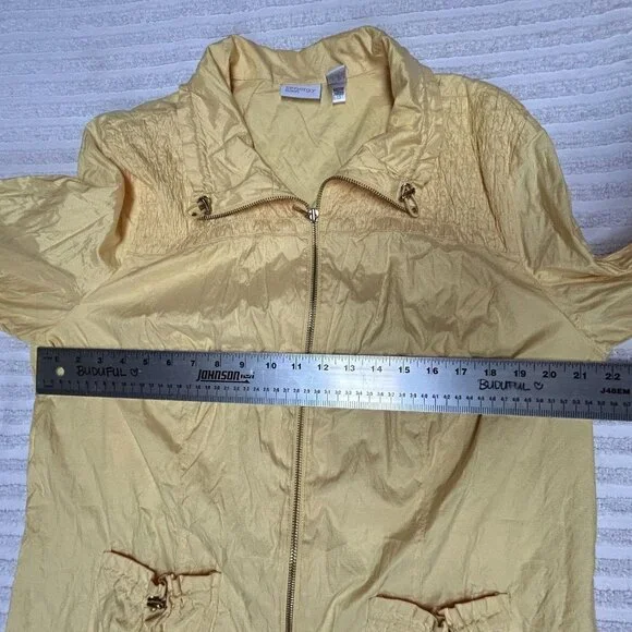 Zenergy by Chico's Womens Full Zip Windbreaker Jacket Ruched Yellow Size 3 / XL - Picture 5 of 8